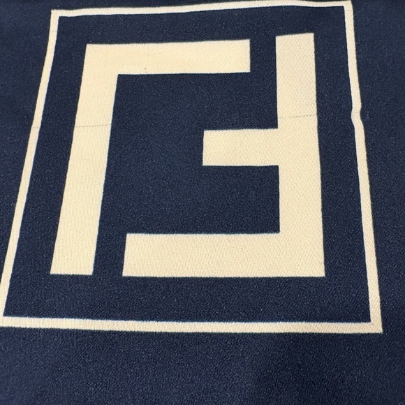 Vintage Designer Inspired Silk Feel Scarf Navy Blue Zucca Square Made in Italy - Picture 4 of 11